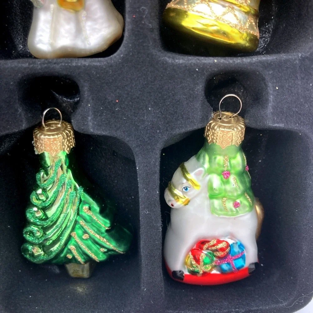 Set of 12 Macy's Holiday Lane Studio Blown Glass Mini Christmas Ornaments 2012